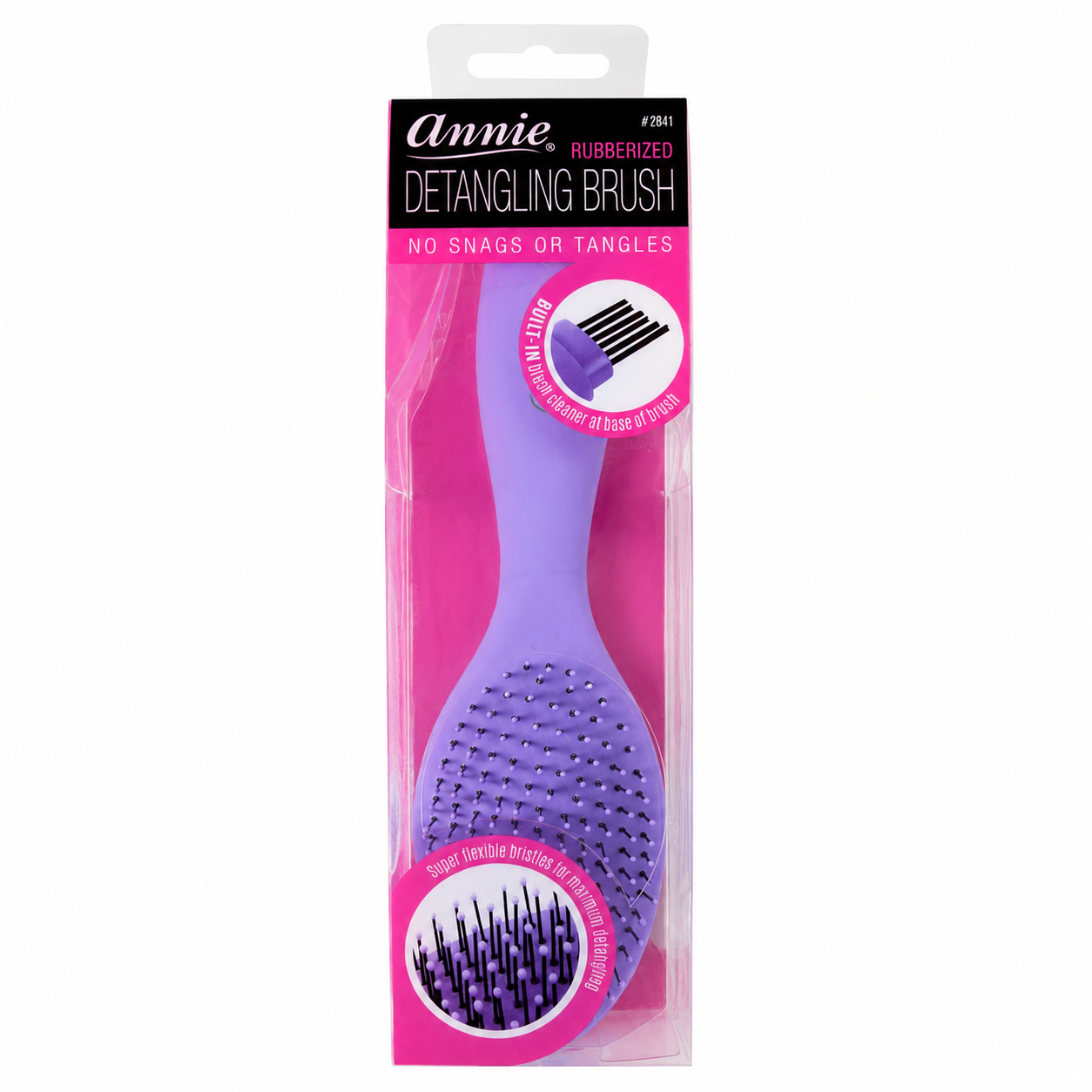 Annie Detangling Brush Iris Rubberized With Cleaner