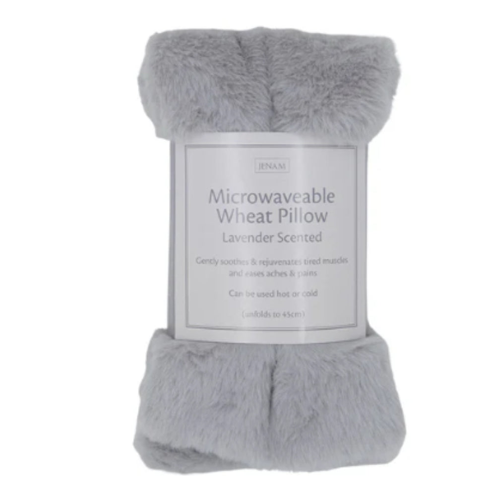 Cosy Wheat Pillow (Plush - Fluffy Grey) (Lavender Scented) - 45 x 13cm