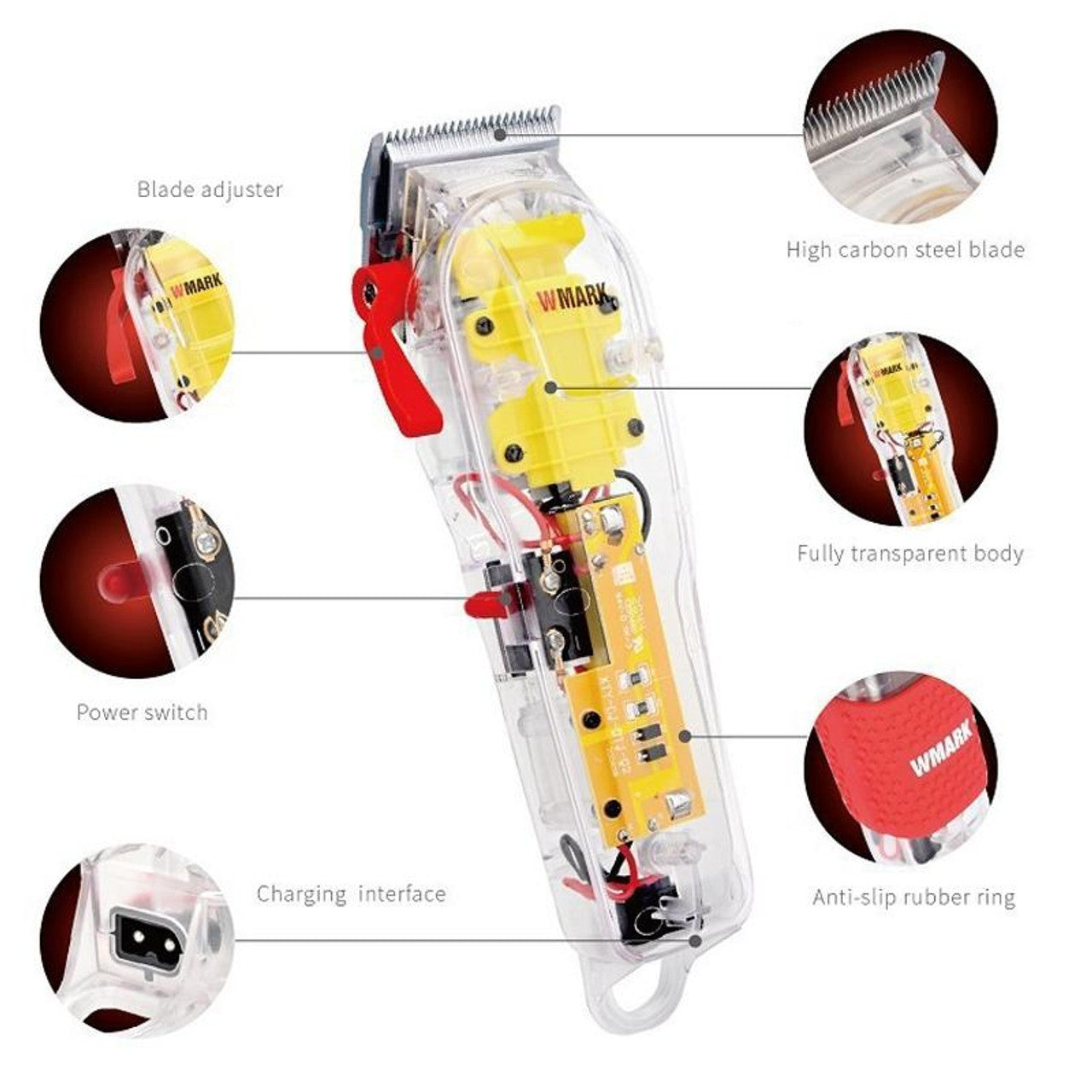 WMark Barber Series Clear Cordless Clipper – HairEtc