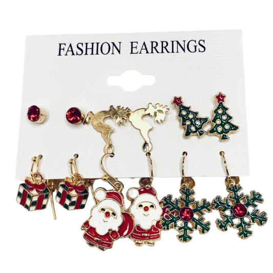 Metal Christmas Earrings - 6pairs