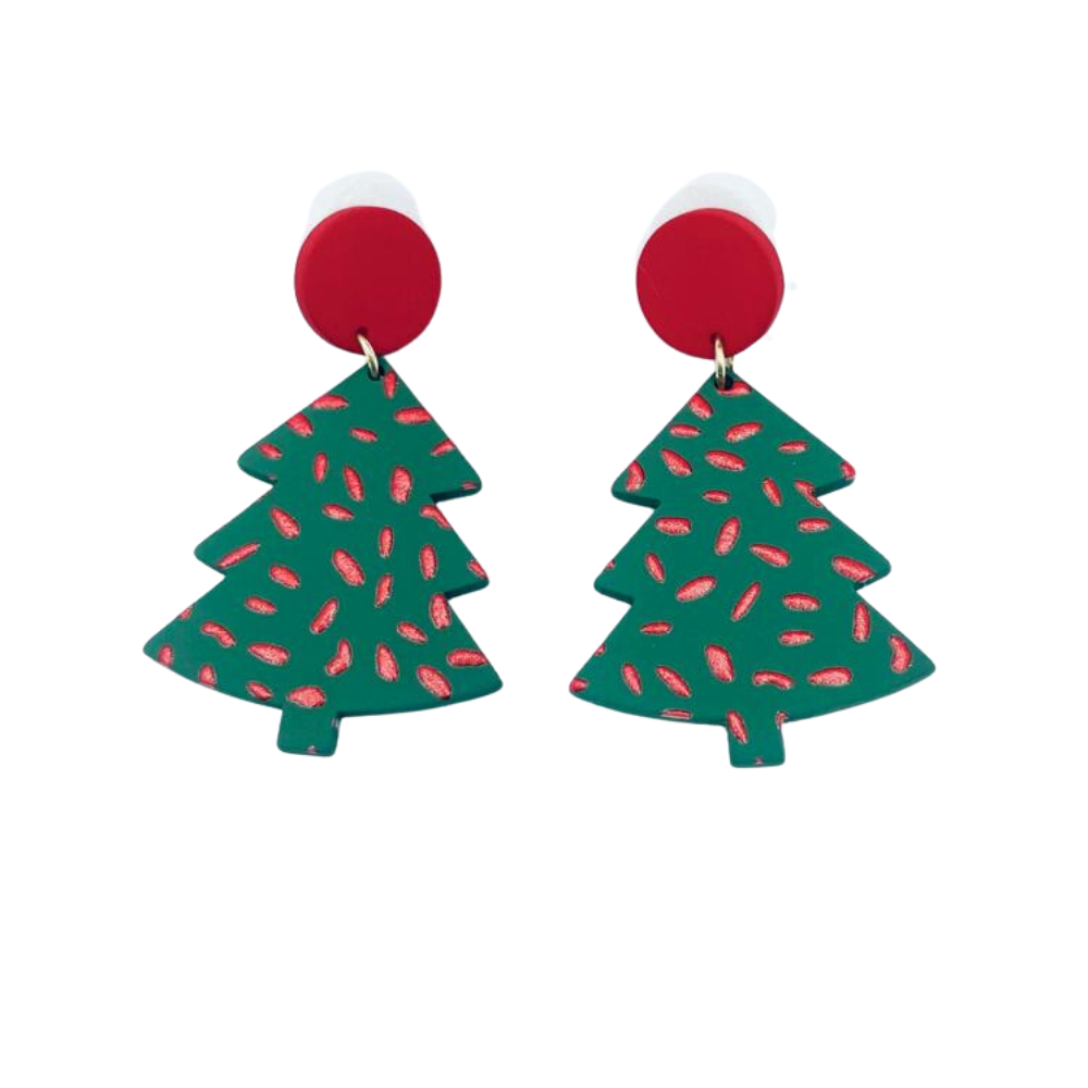 Green and Red Christmas Earrings