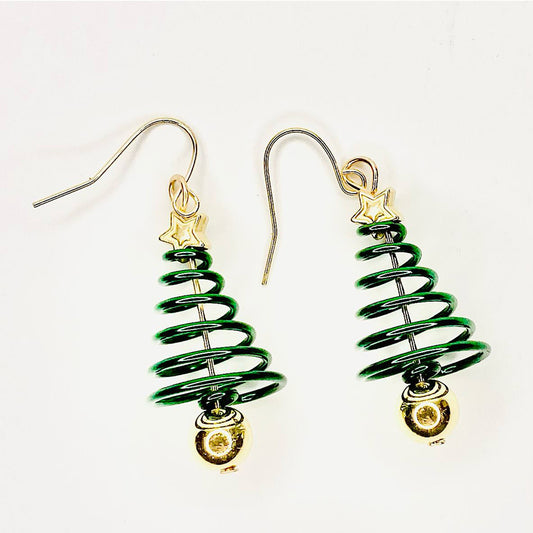 Spiral Christmas Tree Earrings