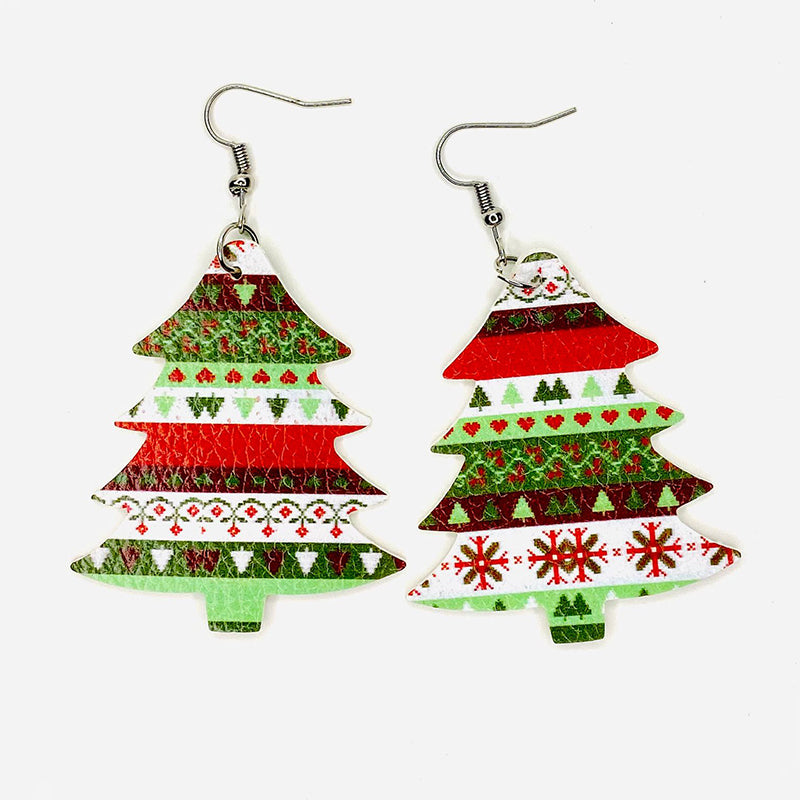 Large Colourful Christmas Tree Earrings