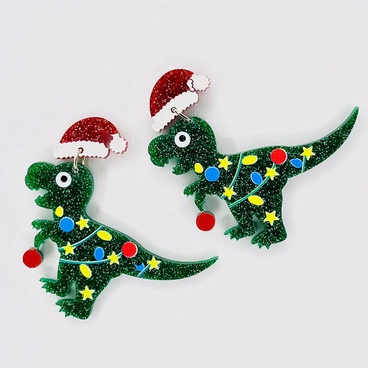 Christmas Dino Earrings